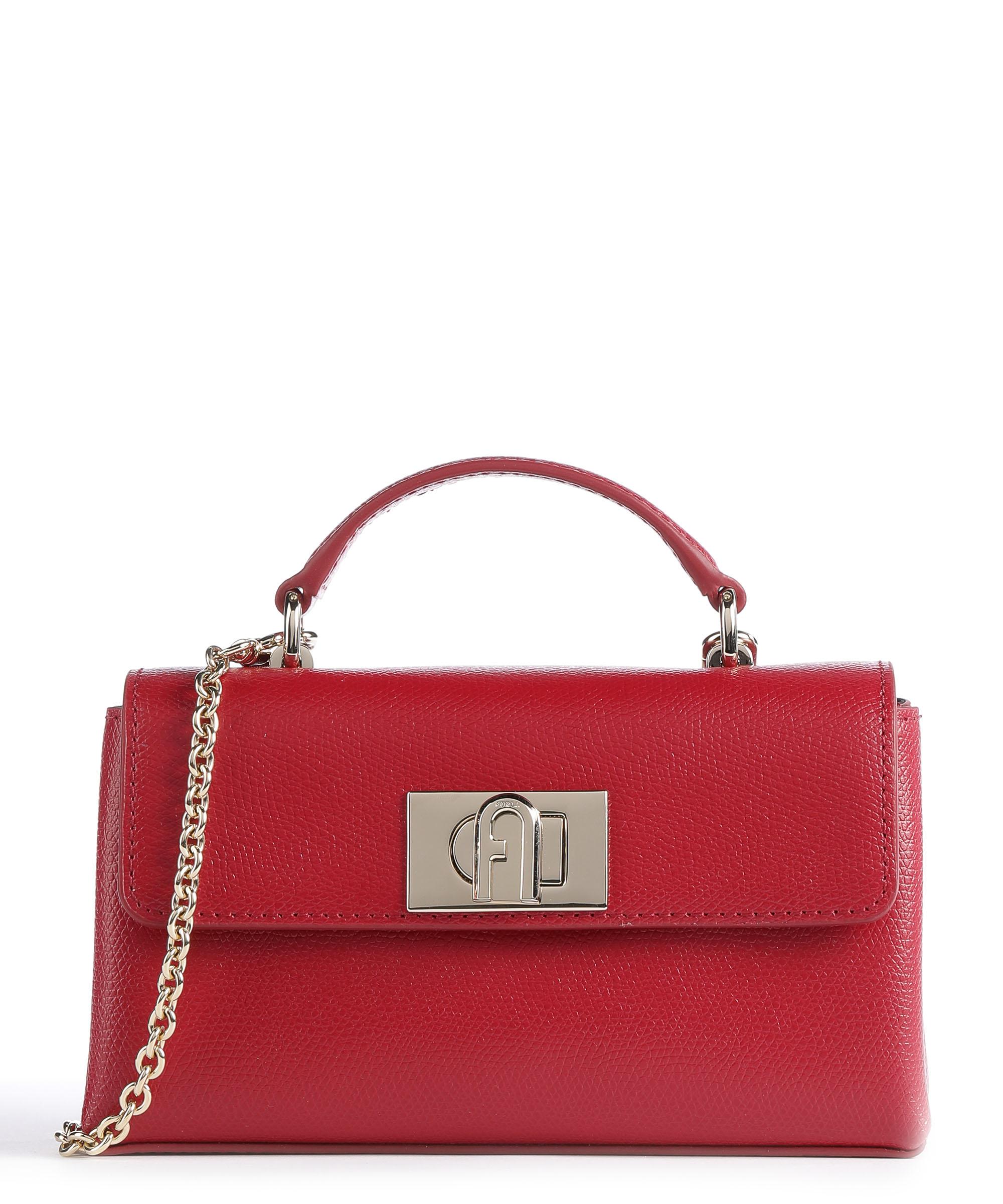 Furla 1927 Mini Umhängetasche genarbtes Leder rot